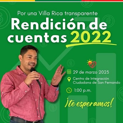 Invitación Rendición de Cuentas 2022 Villa Rica, cauca
