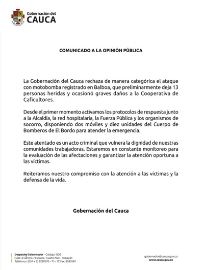 gobernación del Cauca