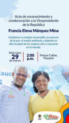 RECONOCIMIENTO Y CONDECORACIÓN A LA VICEPRESIDENTA