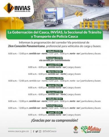 Recomendaciones para transitar en las vías del sur del Cauca 