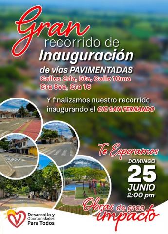 Invitación inauguración de calles, carreras y adecuaciones e iluminación del CIC del barrio San Fernando