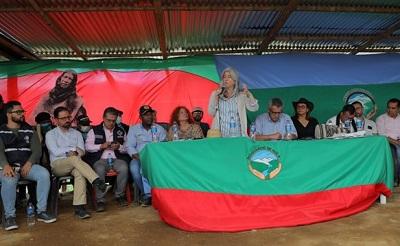 Ministro del Interior Luis Fernando Velasco, Ministra de Agricultura Jennifer Mojica y Ministra de Vivienda, Ciudad y Territorio Catalina Velasco, en compañía del Gobernador del Cauca, Elías Larrahondo Carabalí, representantes de instituciones 