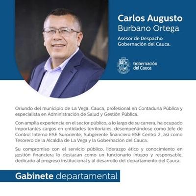 gobernación del Cauca - Carlos Augusto Burbano