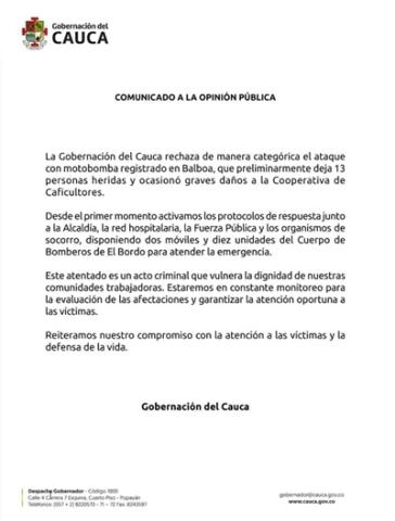 gobernación del Cauca